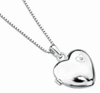 Silver locket with diamond